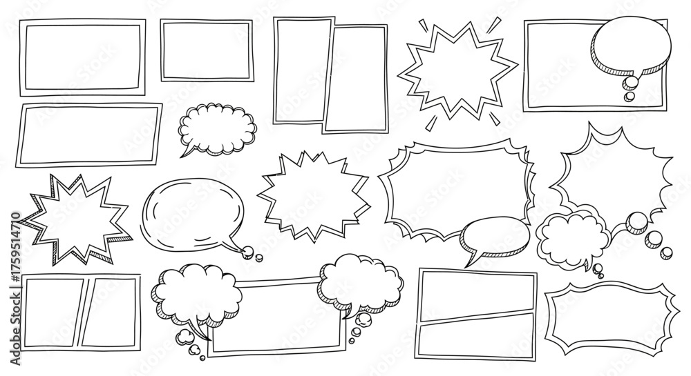 Rectangle Comic Strip Comic strip frames Rectangular burst bubble shapes form varied layouts ...