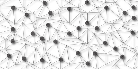 Wall Mural - A beautiful Chaotic abstract line seamless pattern .Technology black illustration . Connected lines with dots .graphic background dots with connections for your design, illustration