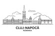 © MofajjolHossen - Cluj-Napoca Line Art skyline horizontal banner. Cluj-Napoca, Romania. Vector template for your design. with white background