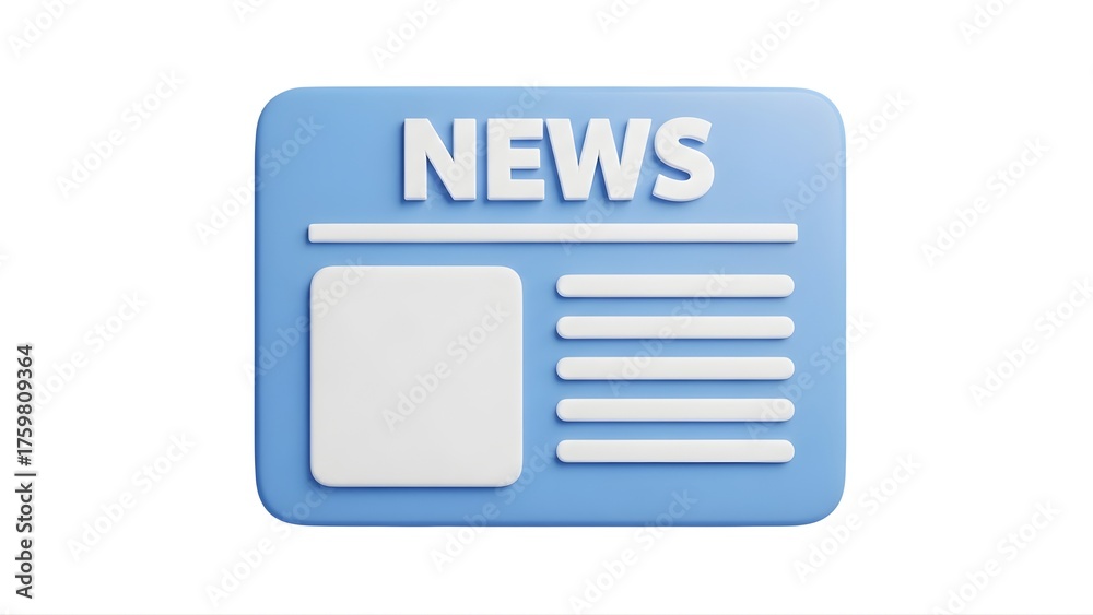 News icon blue newspaper daily report information update headline ...
