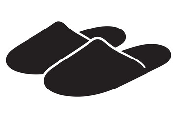 Silhouette of casual home slippers icon, simple footwear design isolated on white background illustration
