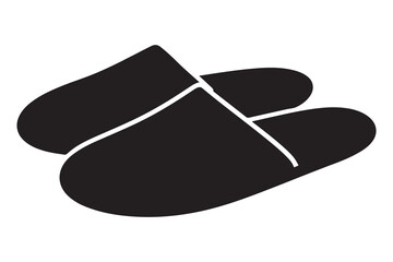 Silhouette of casual home slippers icon, simple footwear design isolated on white background illustration
