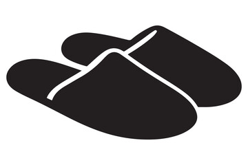Silhouette of casual home slippers icon, simple footwear design isolated on white background illustration
