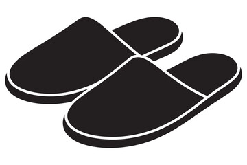 Silhouette of casual home slippers icon, simple footwear design isolated on white background illustration
