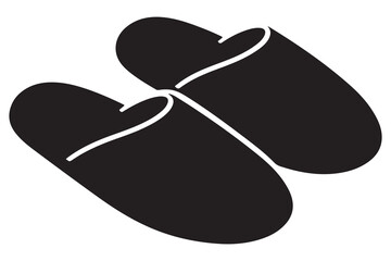 Silhouette of casual home slippers icon, simple footwear design isolated on white background illustration
