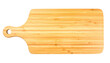 © Albashirah - Top-down view of a rectangular bamboo cutting board with a handle and a round hole