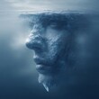 © Supachok - double exposure concept, human face blended with iceberg underwater, expressing depth of subconscious mind, surreal mood, deep contrast and smooth light diffusion