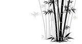 Stylized graphic art featuring a cluster of vibrant black bamboo plants against a serene white backdrop, embodying tranquility and sustainable botanical grace