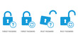 © Mostafizur - Blue lock icons illustrating password reset and forgot password options isolated on transparent background