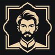 © Sadhin07 - Mustached Man Emblem: Vintage Portrait in Ornamented Frame, Classic Gentleman Logo Design