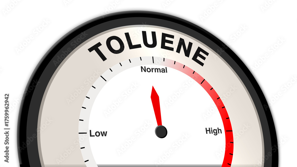 Toluene levels at normal concentration, displayed on a barometer or ...