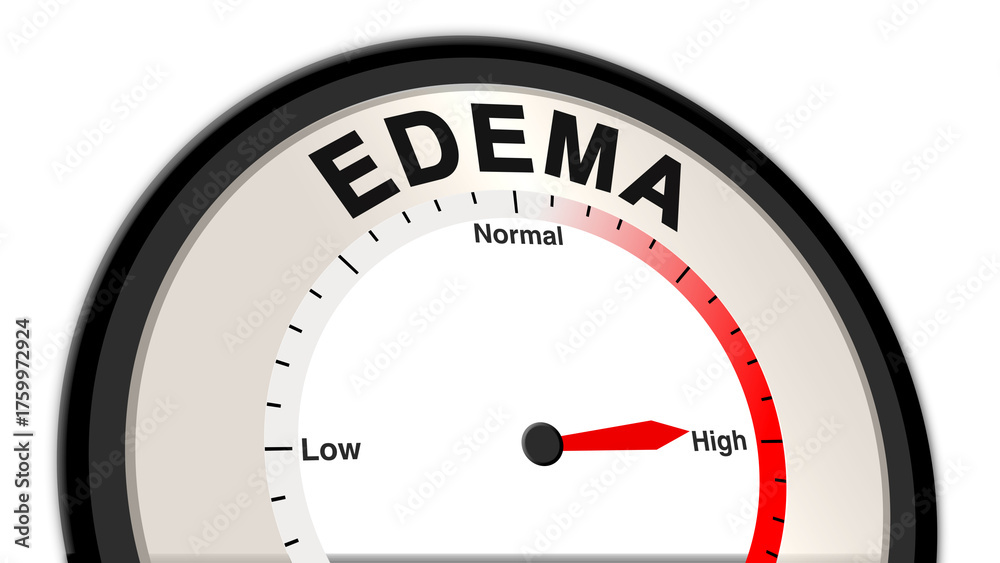 Retention Barometer Edema at high severity shown on a barometer or tachometer, reflecting ...