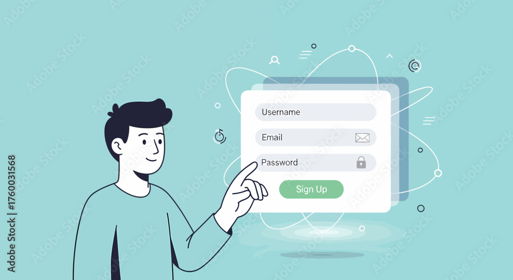 Trendy online registration process with a simple sign up form for a ...