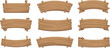 © Md Nayim islam - Set of wooden banners and signboards, blank rustic wood planks collection, curved wooden labels and frames, 3D vector illustration