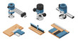 © Ophelia - Isometric router tools and woodworking accessories with modern design