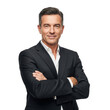 © Man PNG - Smiling man in suit arms crossed isolated on transparent background
