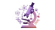 © Segati - Vector  illustration of a microscope with atoms dna beakers and test tubes in a science themed design