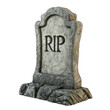 © SOEM - A weathered, stone tombstone with the word 'RIP' engraved on it, set against a png transparent.