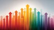 © Nadimul - Array of Colorful Arrows Rising with Subtle Light and Particles growth success