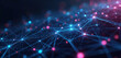 © Maryna - Abstract blue and pink digital network grid with glowing nodes and connecting lines. Represents global data flow, cyberspace connections, and future tech.