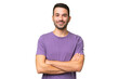 © luismolinero - Young handsome caucasian man over isolated background keeping the arms crossed in frontal position