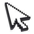 © William - Pixelated computer mouse cursor arrow isolated on white background, representing selection or direction