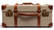 © Nurul - Beige suitcase trimmed with brown leather straps, brass accents & buckle closures
