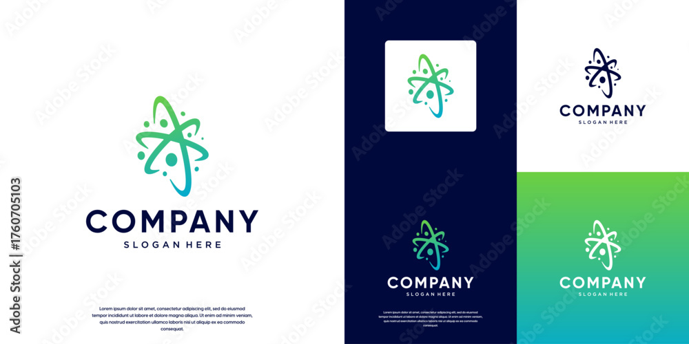 science logo with the concept of electrons orbiting around the atomic ...
