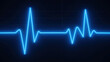 © Oran - Glowing blue heartbeat line represents vital signs, symbolizing life and health. This digital design evokes sense of monitoring and medical
