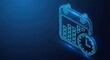 © Eman Suardi - Futuristic digital calendar and clock icon glowing in blue