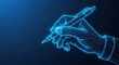 © Moon Guy - Glowing blue digital hand holding a futuristic pen