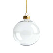 © Heri - Clear, round ornament hanging from gold string on a black background