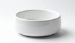 © bento - Plain white ceramic bowl with smooth glossy finish and slightly rounded edges, placed on white surface with light background, photographed from elevated angle to show interior and circular base.