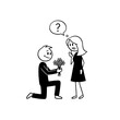 © Irina - Man proposing with flowers while woman looks surprised and confused