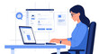© Khaliq - Professional woman working on a laptop analyzing data for business presentations and planning
