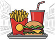 © Eva Elrod - Vector Illustration of Fast Food Meal with Burger, Fries, and Drink