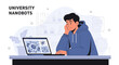© Michael  - Illustration of a university student working on nanobots project with tired expression