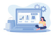 © Business Technology - Woman shopping online for fashion items on laptop a creative digital marketing concept