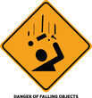 © Ghaffar.Arts - Danger of Falling Objects Warning Sign – Overhead Hazard Symbol with Person and Falling Debris on Yellow Triangle Background