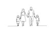 © Robiarts - A minimalist line drawing of a family of four holding hands and walking in the same direction together