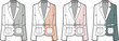 © Rakibul - Stylish women's blazer jacket design illustration collection showcasing modern apparel fashion with versatile color blocking, perfect for contemporary clothing and elegant outerwear concepts