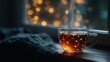 © R - Cozy moments with tea in a hygge-inspired fall atmosphere. Machine network. Find calmness with cinnamon-spiced autumn tea beside a misty pane. Connected systems. Smart technology.