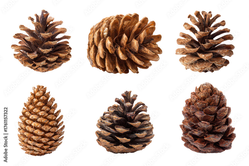 set of christmas pine cones isolated on white or transparent png Stock ...