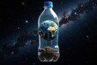 © scaliger - Environmental awareness design featuring planet earth encased in plastic bottle in space highlighting global pollution concerns