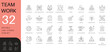 © icon - Teamwork and collaboration line icon set. Thin line vector symbols for business, strategy, and success. Includes partnership and leadership icons.