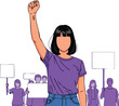 © Neni - Woman Leading Protest with Raised Fist. inspiration illustration concept design creative background style inspiration