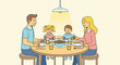 © Raymundus Nandy I - Familie isst gemeinsam Abendessen.