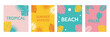 © sumon - Tropical Summer Vacation Backgrounds – Editable vector templates featuring palm leaves, sunshine, and beach vibes ideal for travel posters, summer sale banners, covers, and online promotions.