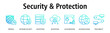 © hans_ts - Security & Protection banner web icon vector illustration concept with icon of firewall, network security, encryption, decryption, authorization, authentication, traceability
