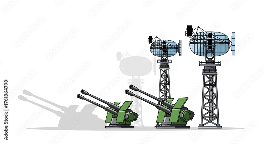 Stock-Vektorgrafik „Progression of military radar technology from early ...